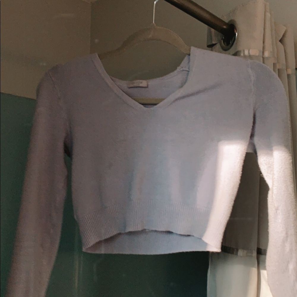fuzzy warm,purple cropped long sleeve sweater size - “fits all” John Galt/Brandy